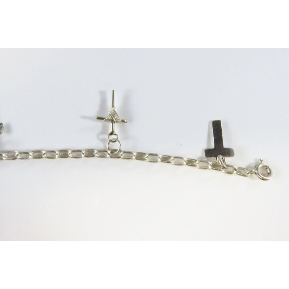 Christian Cross Cable Chain Charm Bracelet in Sterling Silver 7" Spring Ring - Picture 9 of 10